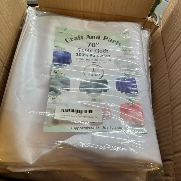 70” Round White Tablecloth (9 pack) - Picture 2 of 4